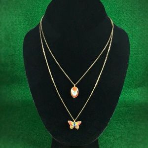 Gorgeous Dainty Butterfly 2-Tier Necklace 20"/ 24"